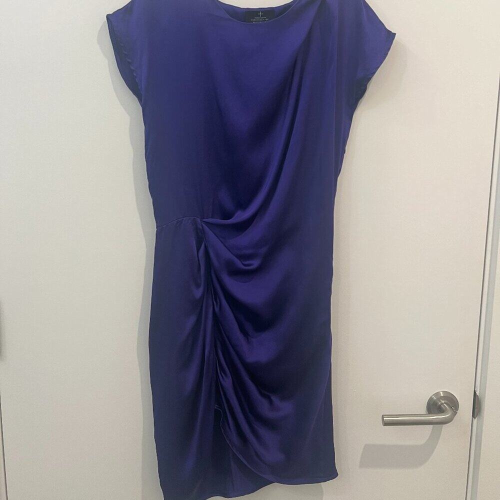 Thakoon Addition Purple Draped Mini Dress Size S — Designer Going Out